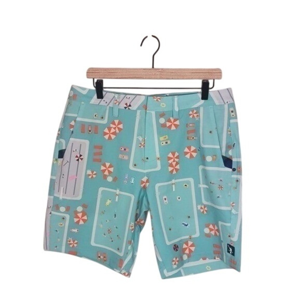 William Murray Golf Pool Print Shorts Mens 32 Fish Outta Water NWT Stretch